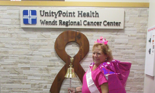 Teri cancer journey ringing bell