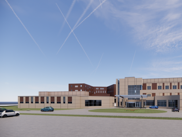 Rendering of new Fort Dodge Trinity surgical building exterior.png