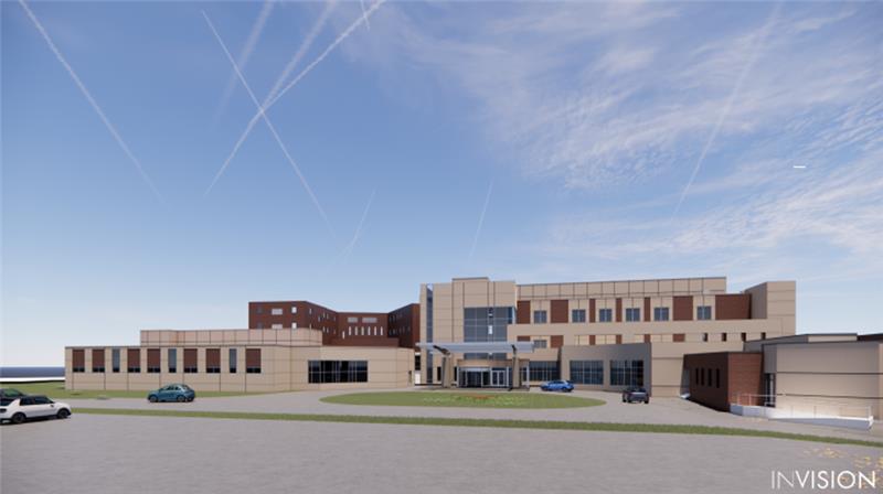 Rendering of new surgical services addition at Trinity Regional Medical Center